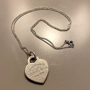 Return to Tiffany Medium Heart Tag Pendant in Silver w/ 18” (not original chain)